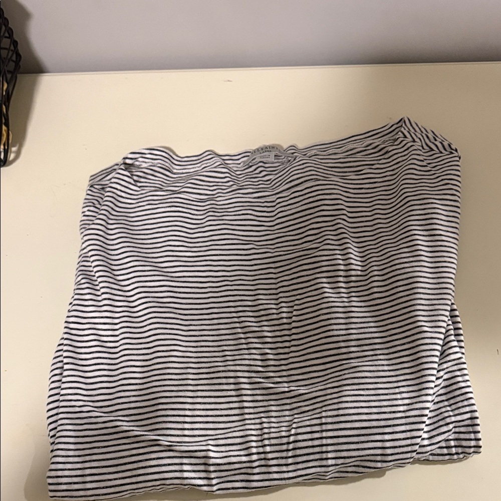 All Saints Black and White Striped Long Sleeve Tee